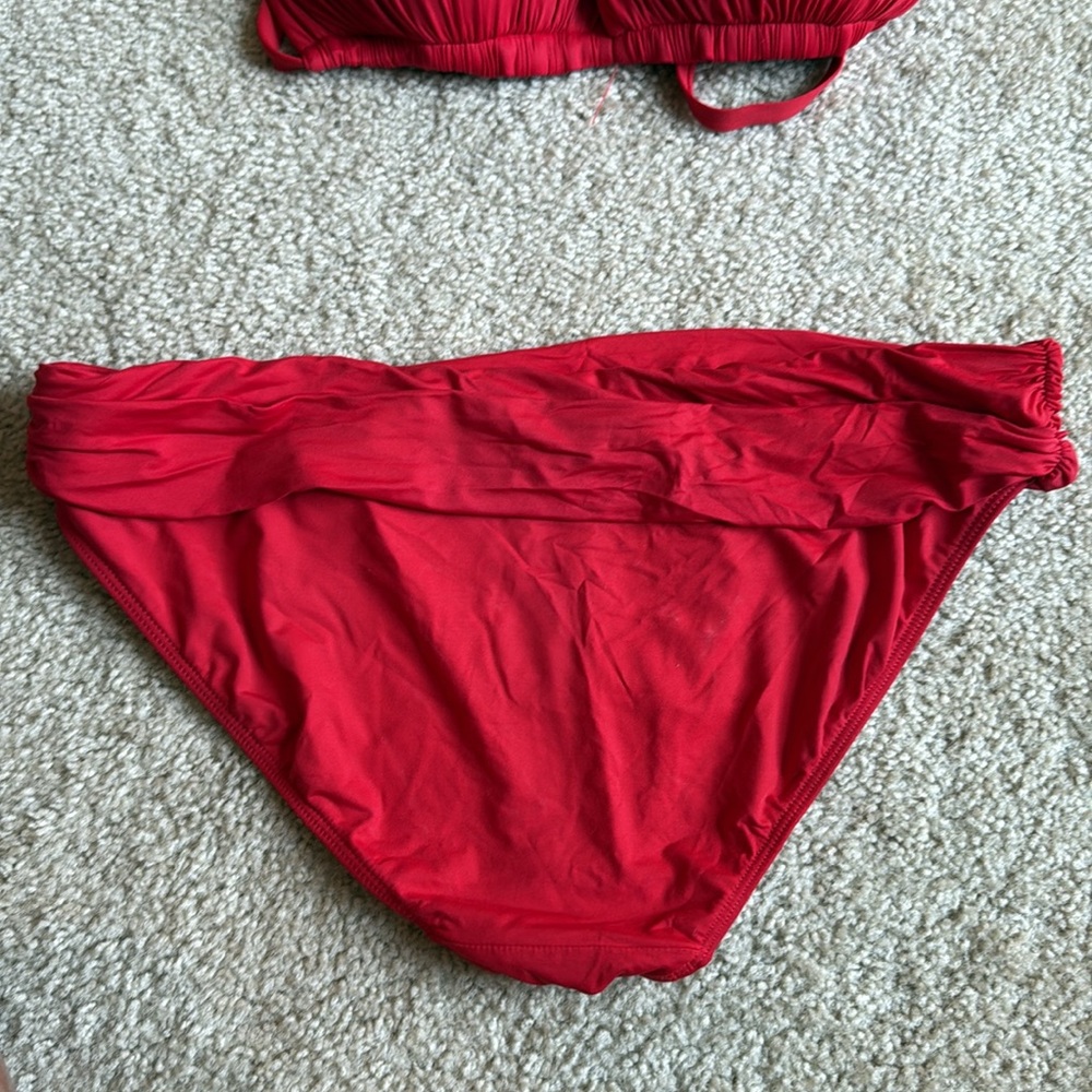 Lauren Ralph Lauren Red Swimwear bikini swim bathing suit size 14 - Picture 5 of 8